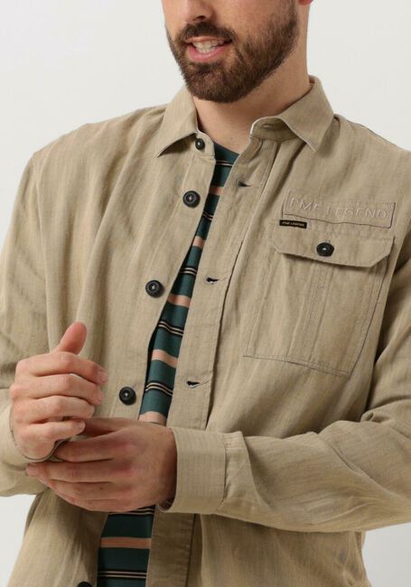 Beige PME LEGEND Casual-Oberhemd LONG SLEEVE SHIRT CTN/LINEN 2 TONE HERRINGBONE - large