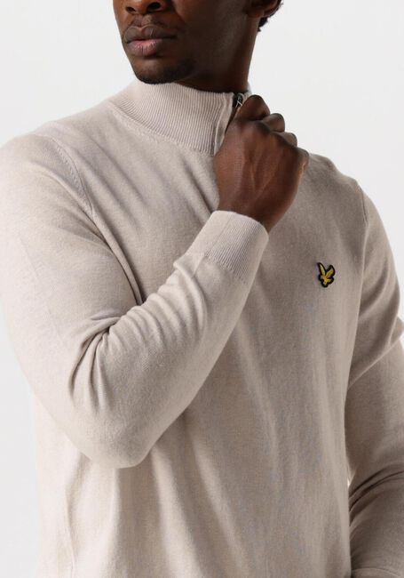 Beige LYLE & SCOTT Pullover COTTON MERINO QUARTER ZIP JUMPER - large