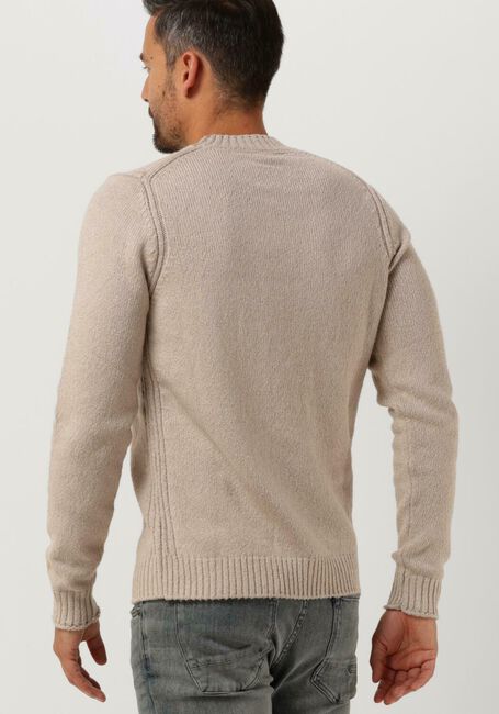 Beige CAST IRON Pullover MOCK NECK ROUGH COTTON POCKET CREW - large