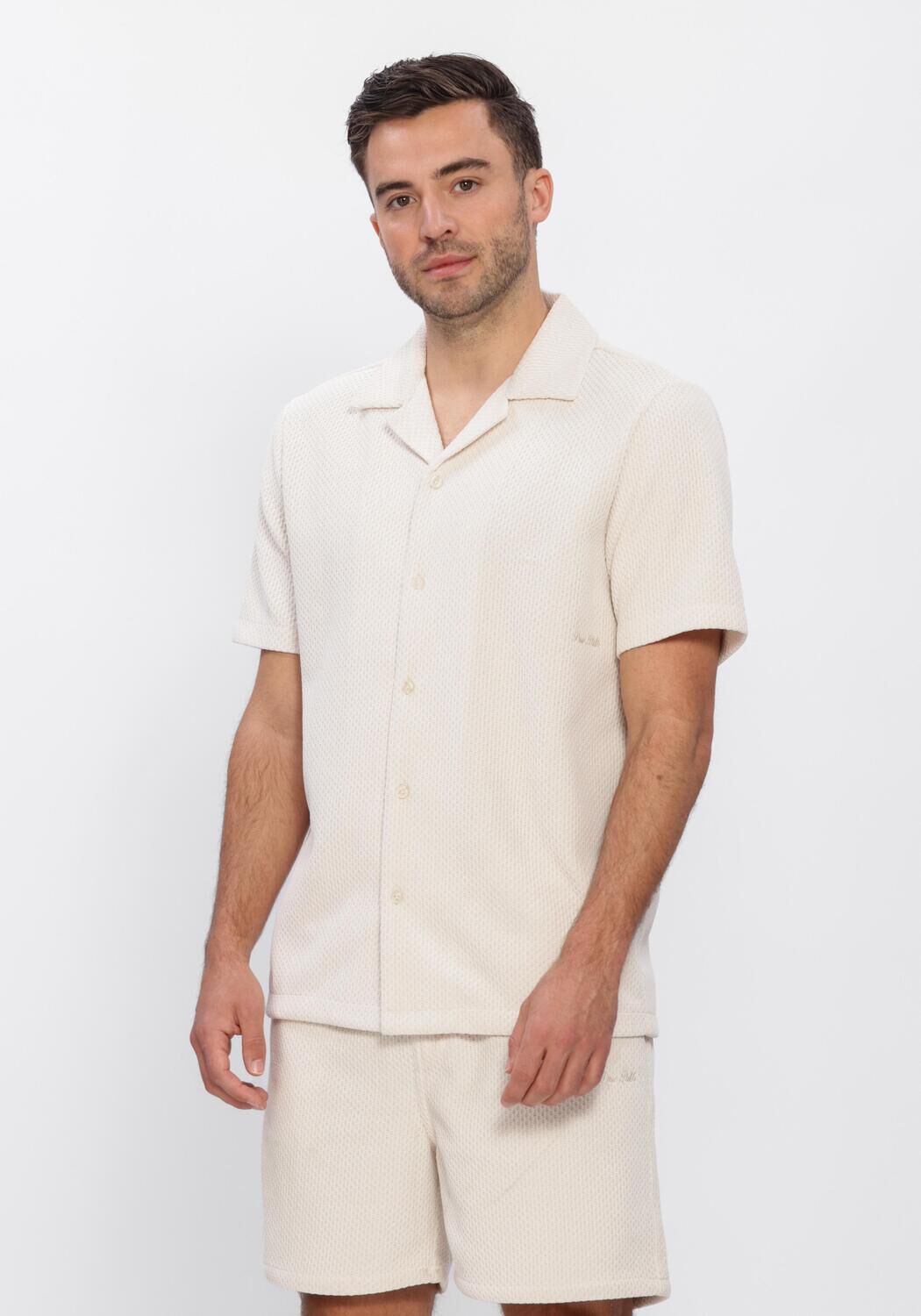 Beige PURE PATH Casual-Oberhemd HONEYCOMB SHORTSLEEVED SHIRT - large