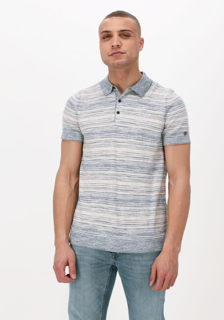 Hellblau CAST IRON Polo-Shirt SHORT SLEEVE POLO COTTON SLUB STRIPE KNITTED - large