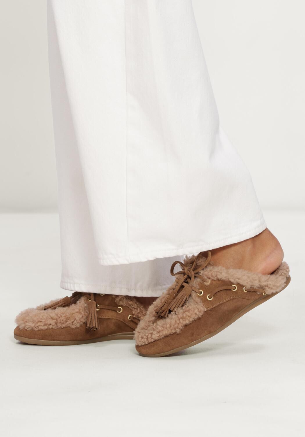 Camelfarbene TORAL Slipper KILLIAN FUR - large