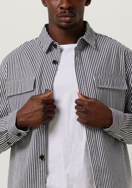 Dunkelblau ANERKJENDT Overshirt AKOSCAR CANVAS STRIPE OS - large