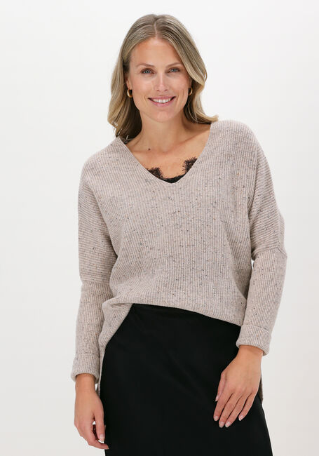 Sand SELECTED FEMME Pullover SLFANNALISA LS KNIT V-NECK B - large
