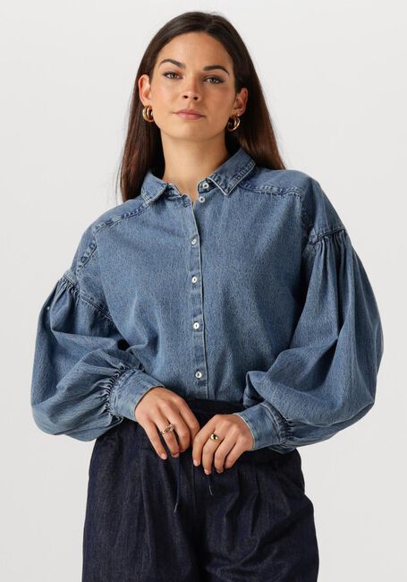Blaue BY-BAR Blusen SARAH SHORT DENIM BLOUSE - large