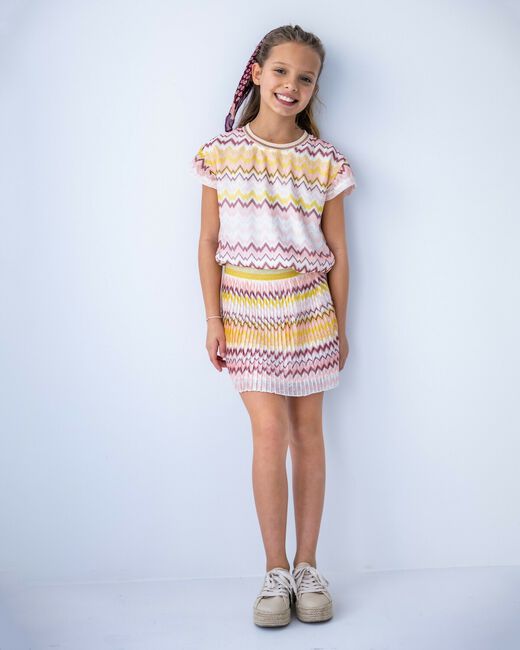 Hell-Pink LIKE FLO T-shirt ZIGZAG RUFFLE TOP - large