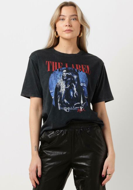 Schwarze ALIX THE LABEL T-shirt LADIES KNITTED PHOTOPRINT T-SHIRT - large
