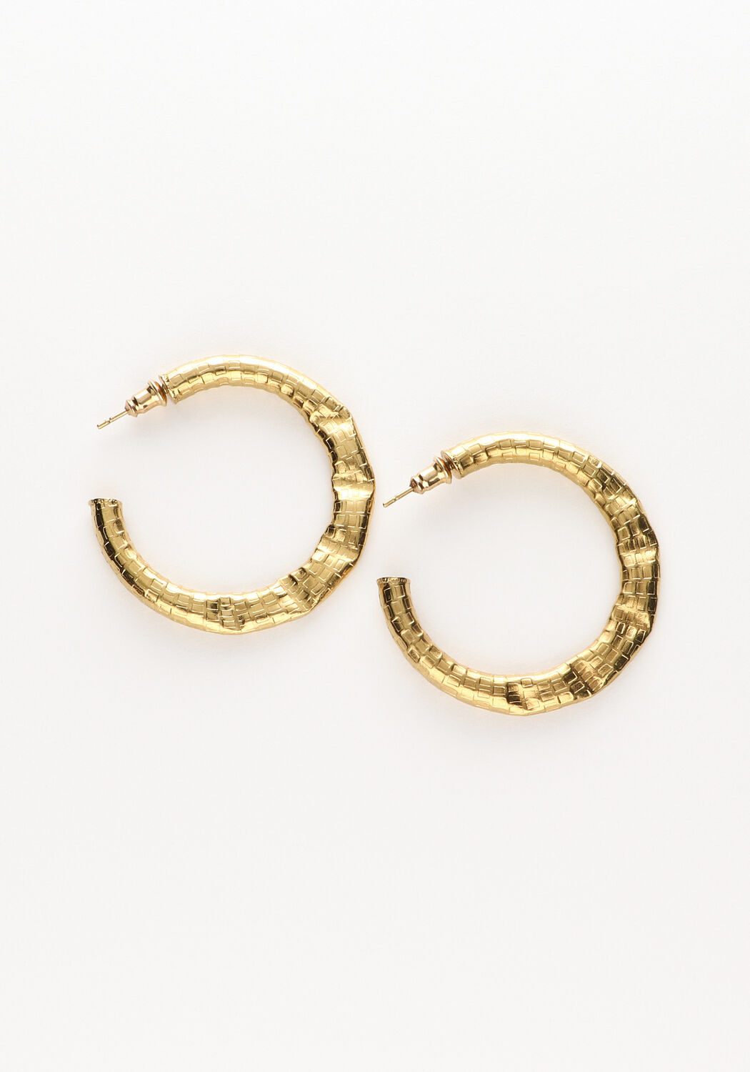 Goldfarbig NOTRE-V Ohrringe GERIBBELDE OPEN HOOPS