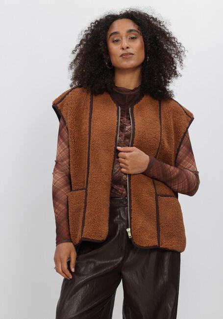 Braune SUMMUM Strickjacke BODYWARMER BONDED TEDDY - large