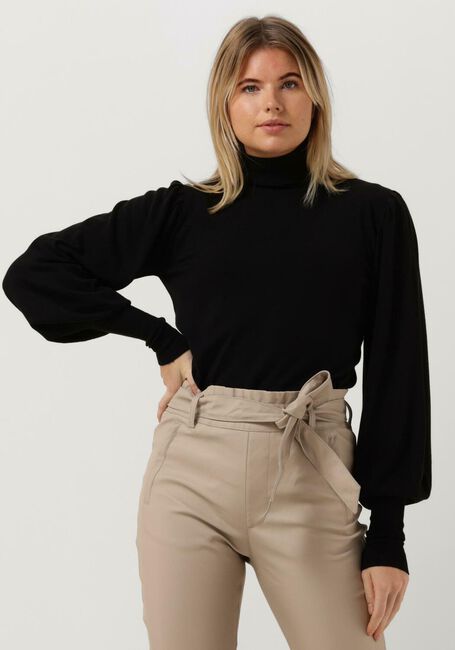 Schwarze SUMMUM Rollkragenpullover PULLOVER PUFFY SLEEVES CIRCULAR KNIT - large