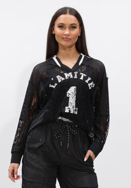 Schwarze HAUTE L'AMITI&Eacute; Tops & T-shirts LACE FOOTBALL V-BLOUSE - large