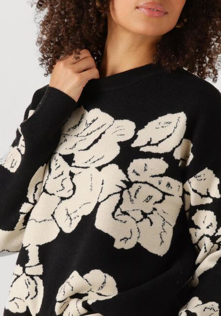Schwarze OBJECT Pullover OBJRAY LO L/S KNIT PULLOVER AOP - large