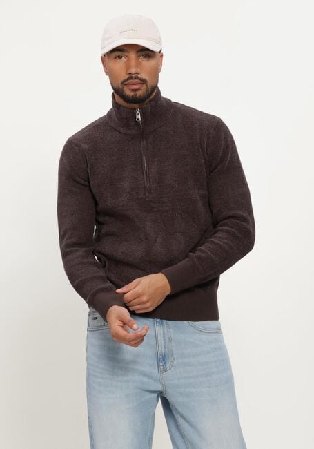 Braune SELECTED MEN Pullover SLMRODNEY LS HIGH NECK HALF ZIP - large