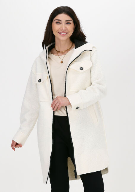 Weiße BEAUMONT Teddy-Jacke BOUCLE LONG HOODED JACKET - large