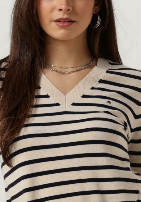 Beige TOMMY HILFIGER Pullover CO JERSEY STITCH V-NK SWEATER - large