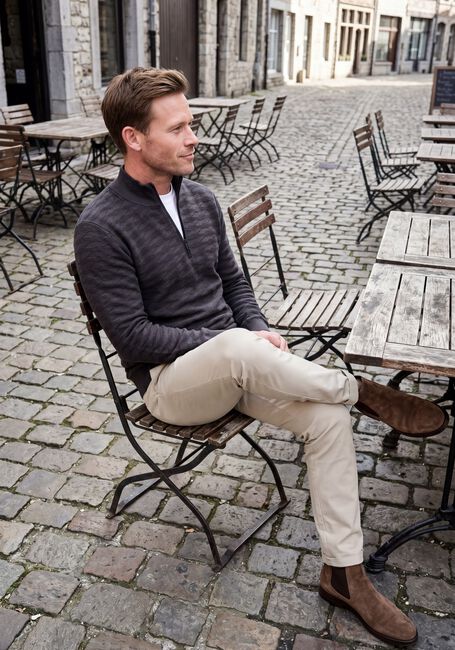 Dunkelgrau CAST IRON Pullover HALF ZIP COLLAR SLIM FIT COMFORT BLEND - large
