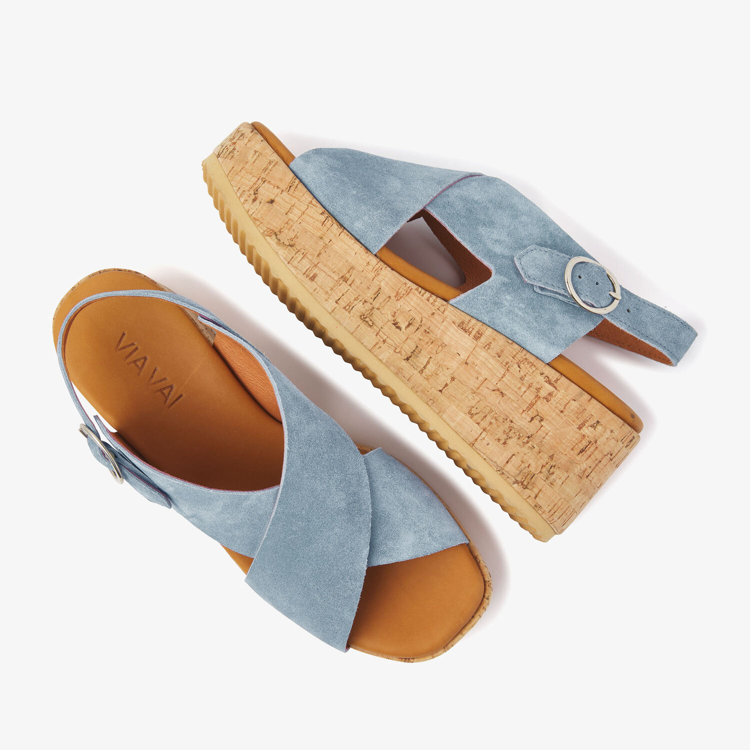 Blaue VIA VAI Flache Sandalen SISSEL RAISE - large