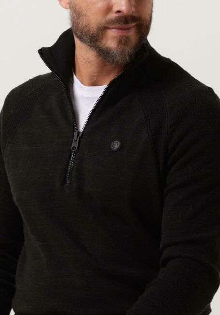 Schwarze CAST IRON Pullover HALF ZIP COLLAR COTTON HEATHER PLATED HALF ZIP - large