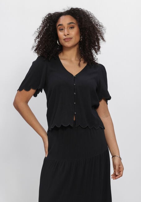 Schwarze OBJECT Strickjacke OBJSANNE 2/4 LO V-NECK TOP - large