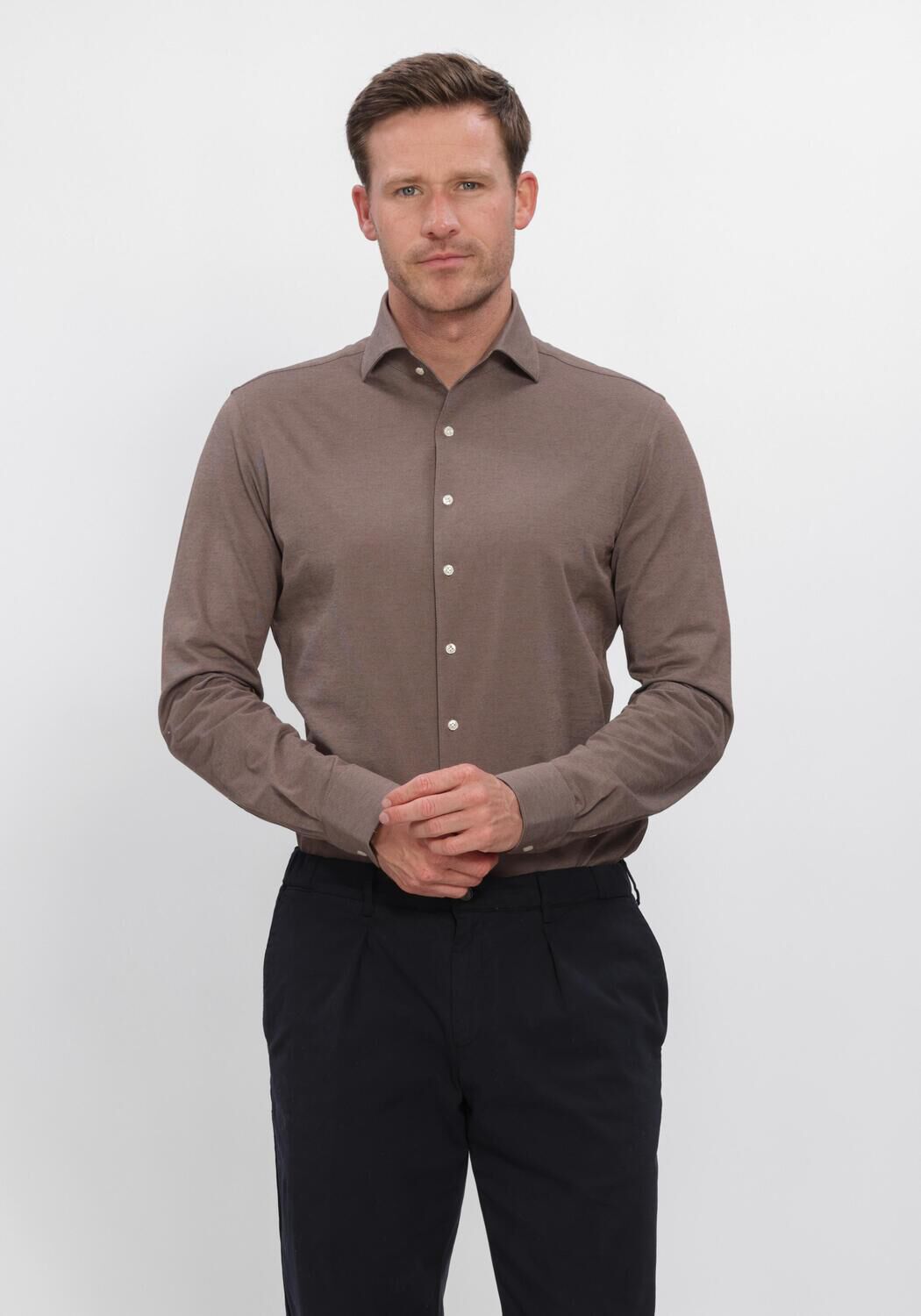 Braune PROFUOMO Casual-Oberhemd SHIRT ONE PIECE - large