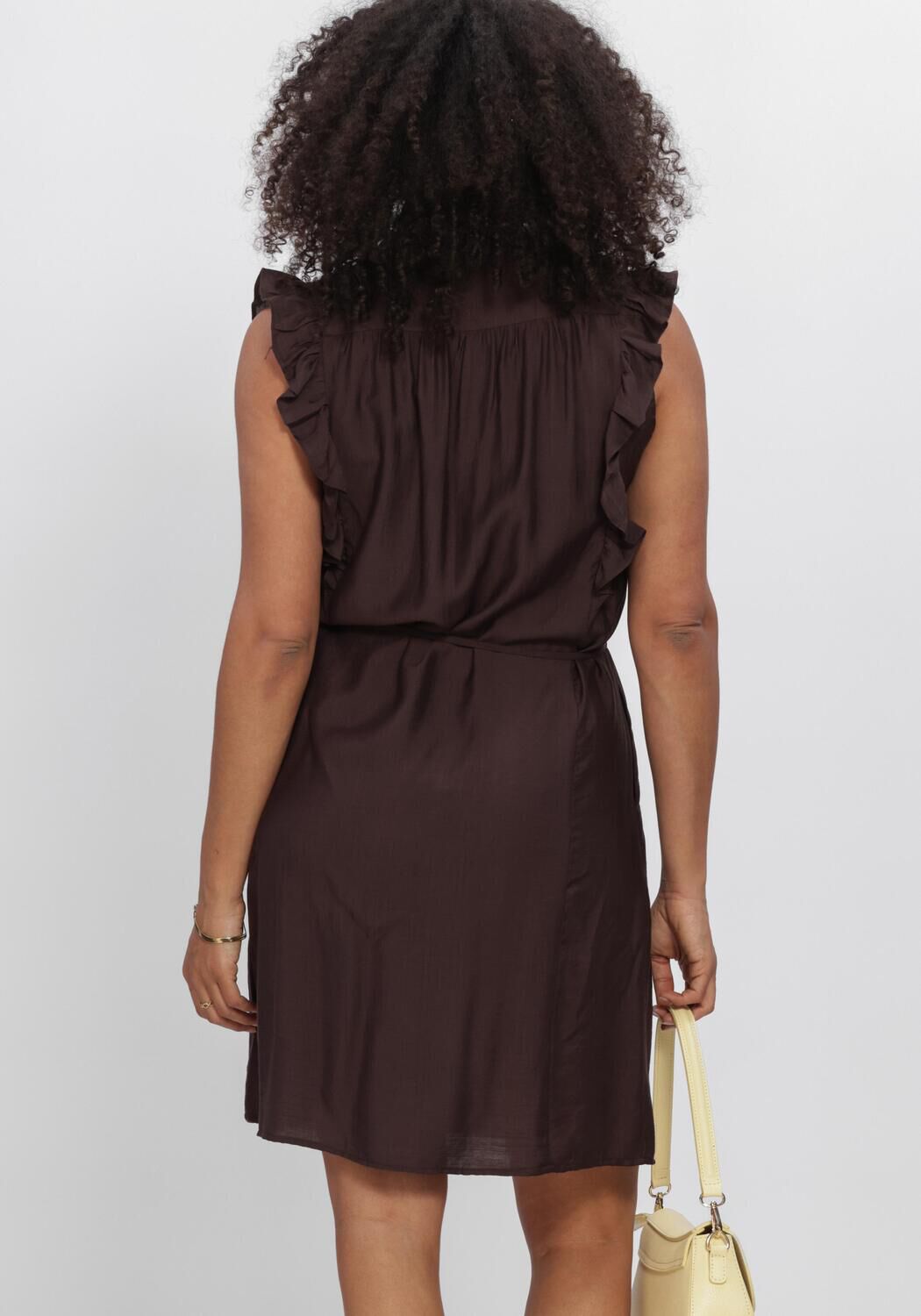 Braune CO'COUTURE Minikleid HERACC FRILL SS CROP V-DRESS - large
