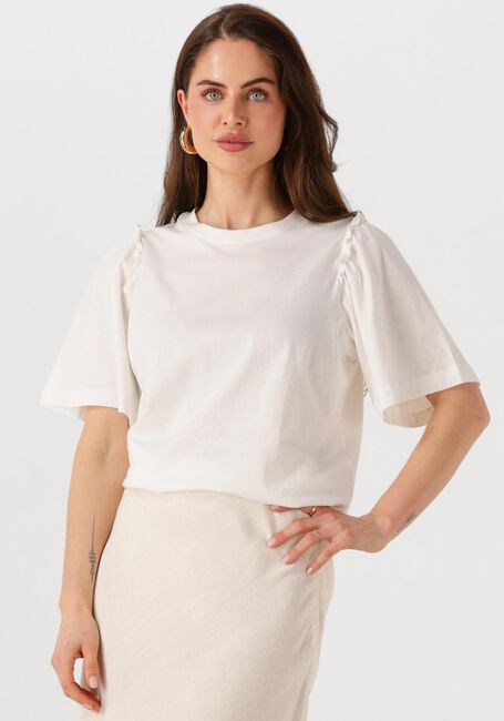 Ecru SELECTED FEMME T-shirt SLFPENELOPE 2/4 RUFFLE TEE - large