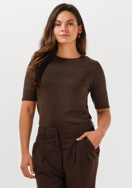 Braune SELECTED WOMEN T-shirt SLFLURA 2/4 KNIT O-NECK - large