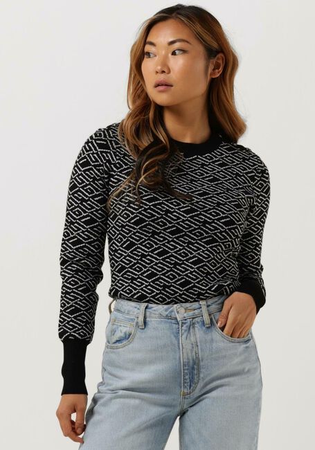 Schwarze GUESS Pullover LS GUESS LOGO JACQUARD SWTR - large
