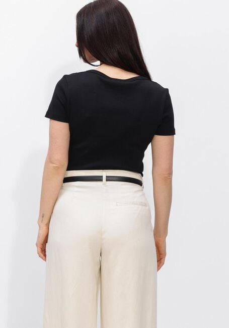 Schwarze TOMMY HILFIGER Top GOLD BUTTON SLIM SS TEE - large