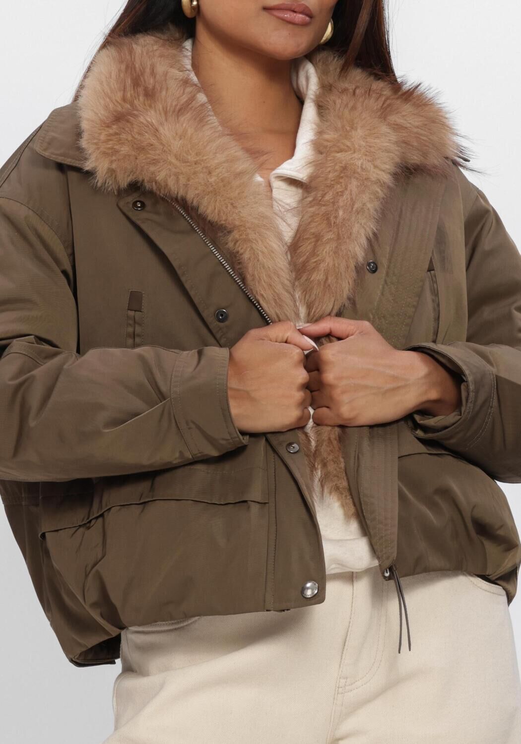 Khaki NUKUS Wattierte Jack PAULA JACKET - large