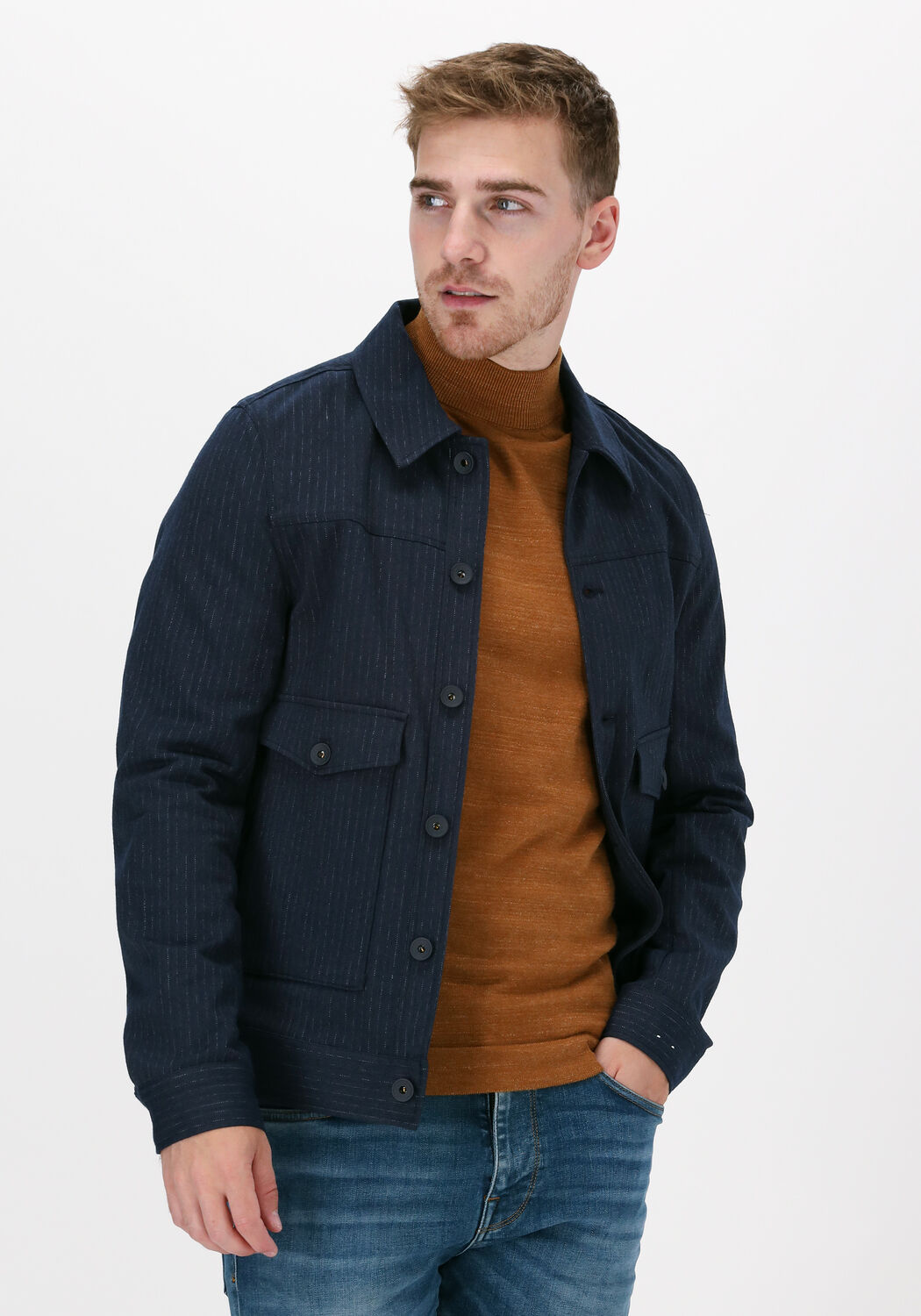 Dunkelblau DSTREZZED Jack TRUCKER JACKET CHALKSTRIPE Omoda