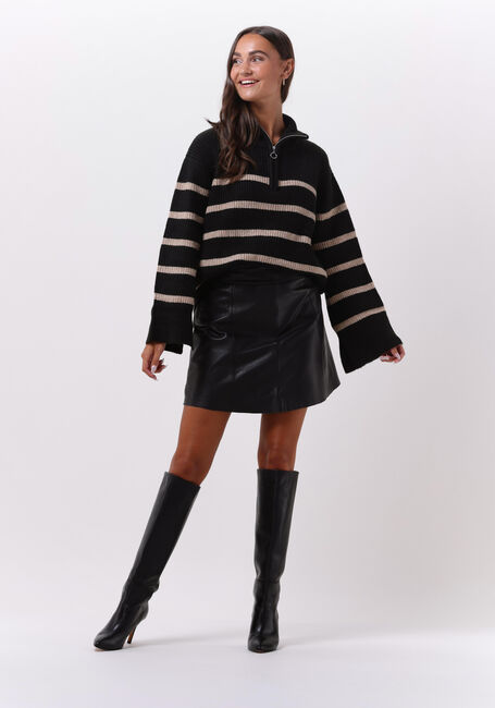 Schwarze NEO NOIR Pullover NEVENA STRIPE KNIT BLOUSE - large