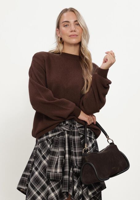 Braune ALIX THE LABEL Pullover & Cardigans LADIES KNITTED SHOULDER PADS PULLOVER - large