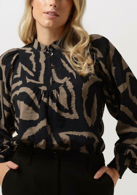 Schwarze SUMMUM Blusen TOP ABSTRACT LEAVES - large