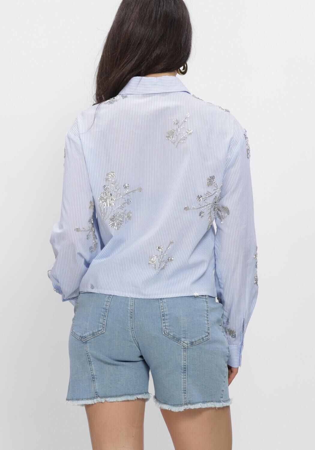 Blaue NUKUS Blusen ADORA BLOUSE STRIPE - large