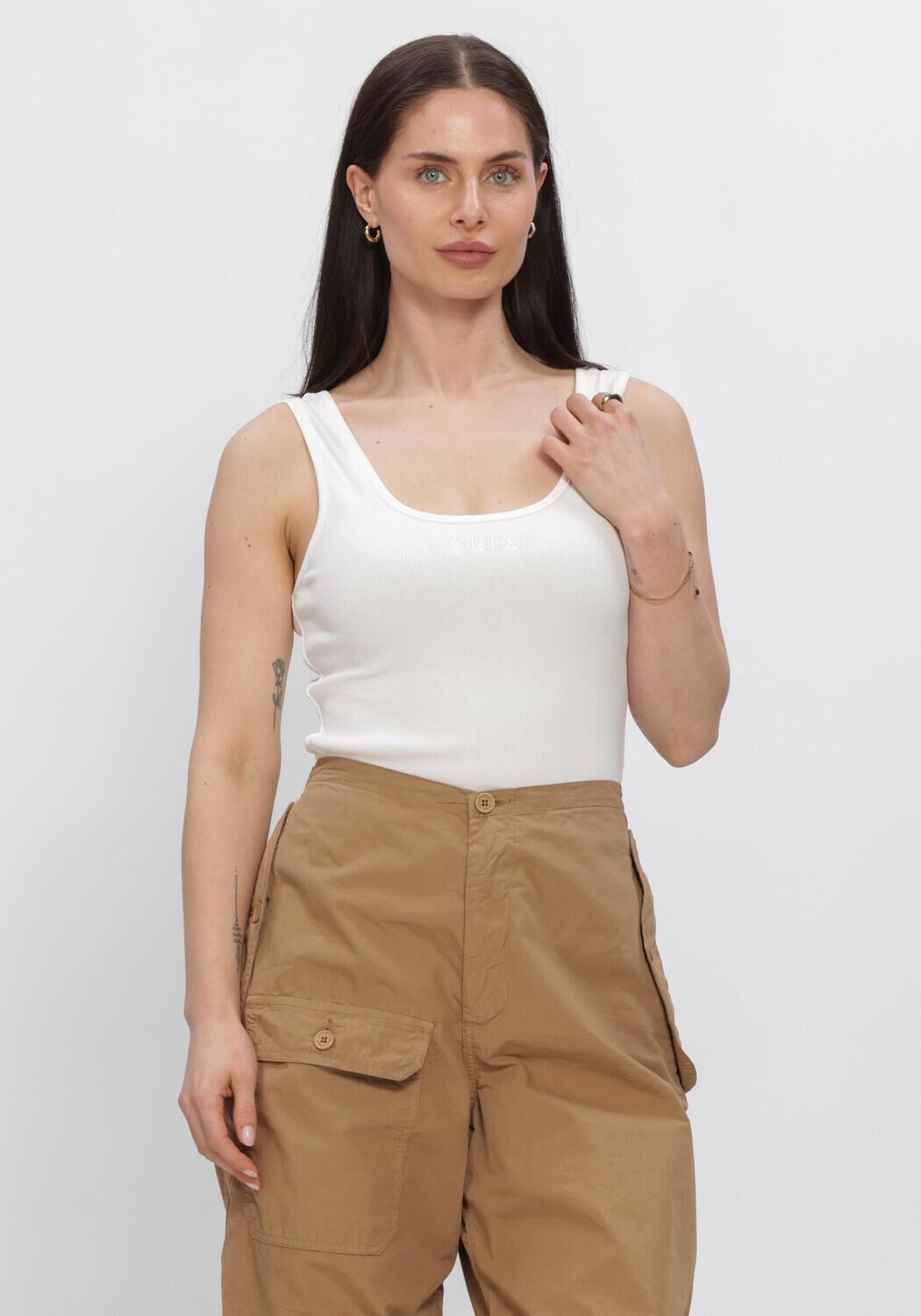 Wei&szlig;e ALIX THE LABEL Top LADIES KNITTED RIB TANKTOP - large