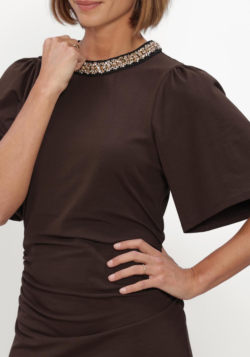 Braune BRUUNS BAZAAR Midikleid ALNUSBBNATHALA TRIM DRESS - large