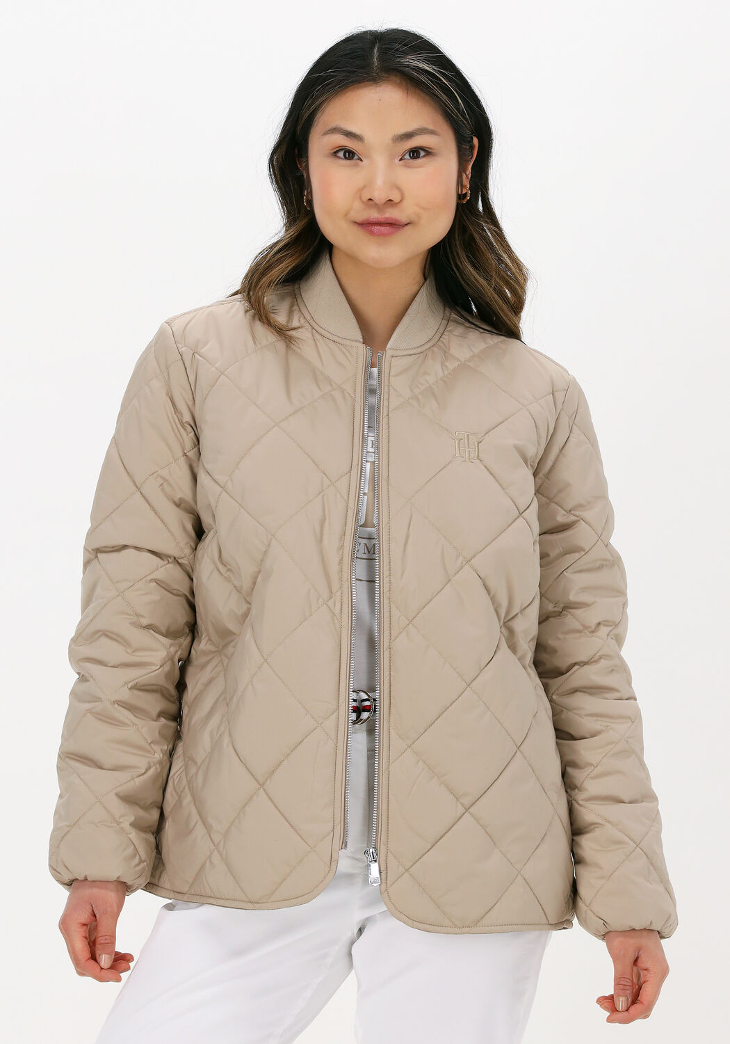 Tan quilted jacket on sale