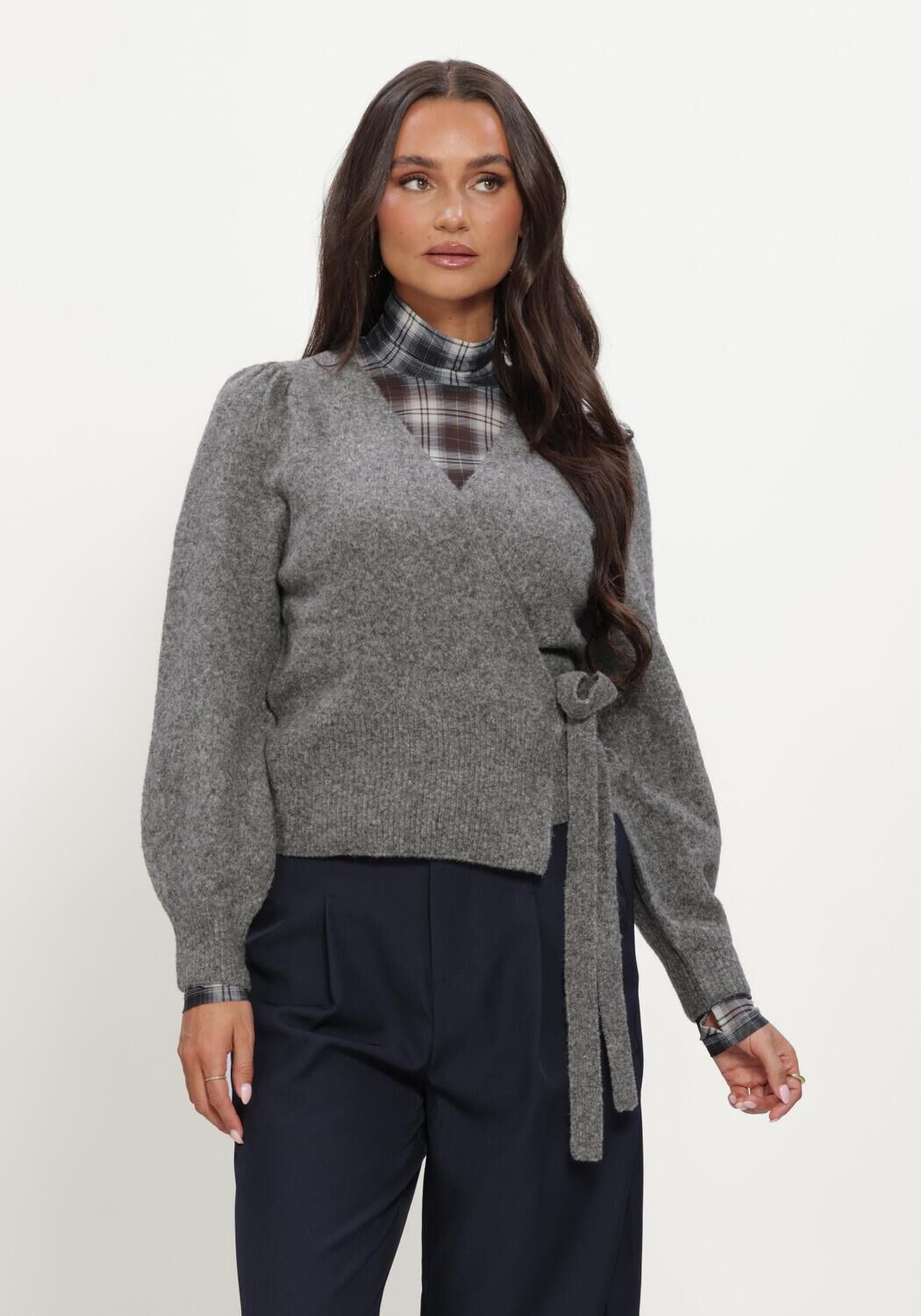 Graue CO'COUTURE Strickjacke ROGERCC WRAP CARDIGAN - large