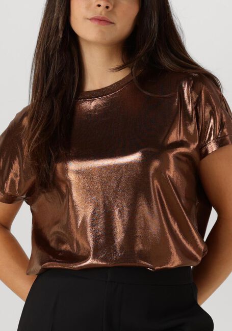 Bronzefarbene MOS MOSH T-shirt NIVOLA O-NECK METALLIC TEE - large