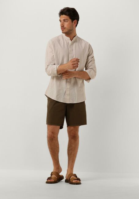 Beige SELECTED MEN Casual-Oberhemd SLHREGNEW-LINEN SHIRT LS BAND - large