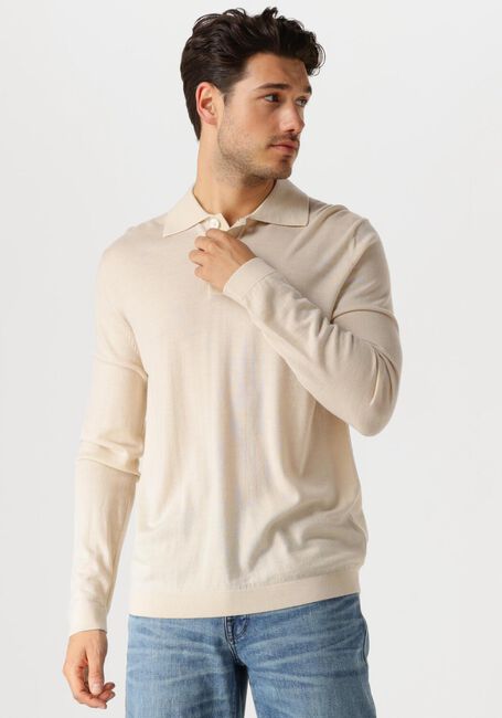 Beige SELECTED HOMME Pullover SLHTRAY LS KNIT MERINO POLO - large