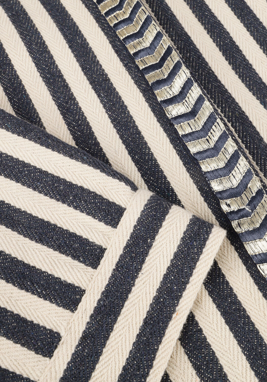 Ecru SUMMUM Jack SHORT ROUND NECK STRIPE JACKET - large