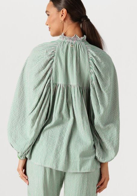 Mehrfarbige/Bunte POM AMSTERDAM Blusen BLOUSE SEERSUCKER GREEN PINK - large
