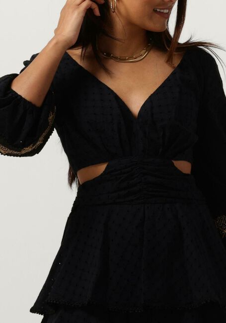 Schwarze ACCESS Minikleid EMBROIDERY DRESS WITH SIDE SLITS - large
