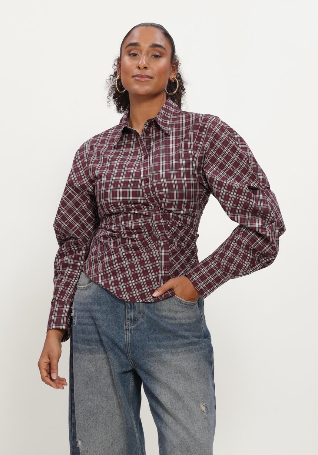 Bordeaux NEO NOIR Blusen NEOELLA MEDIUM CHECK SKIRT - large