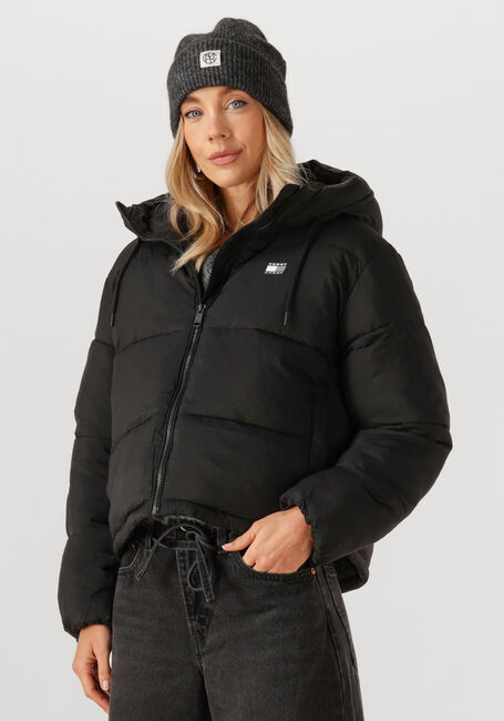 Schwarze TOMMY JEANS Wattierte Jack TJW HOODED PUFFER JACKET - large