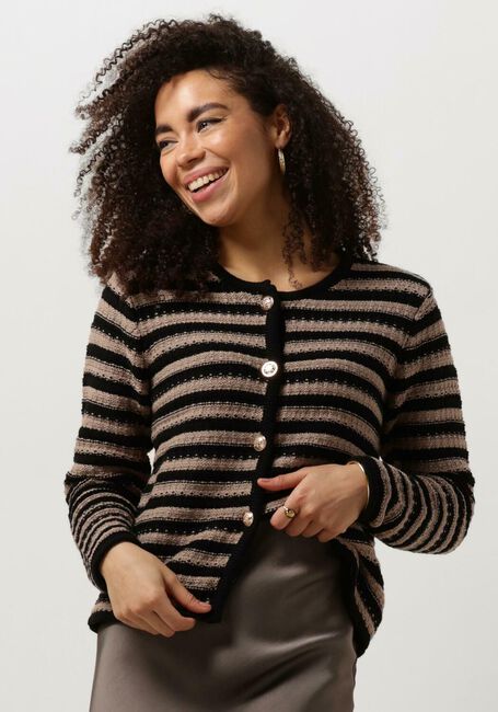 Taupe NEO NOIR Strickjacke LIMONE STRIPE KNIT JACKET - large