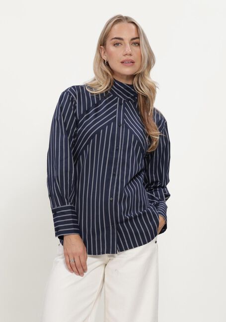 Blaue CO'COUTURE Blusen SOMOCC STRIPE FUNNEL NECK SHIRT - large