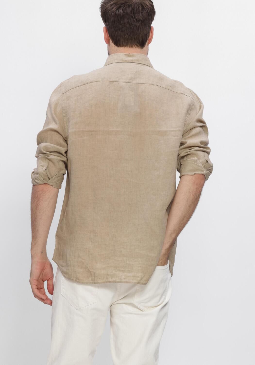 Beige TOMMY HILFIGER Casual-Oberhemd PIGMENT DYED LI SOLID RF SHIRT - large